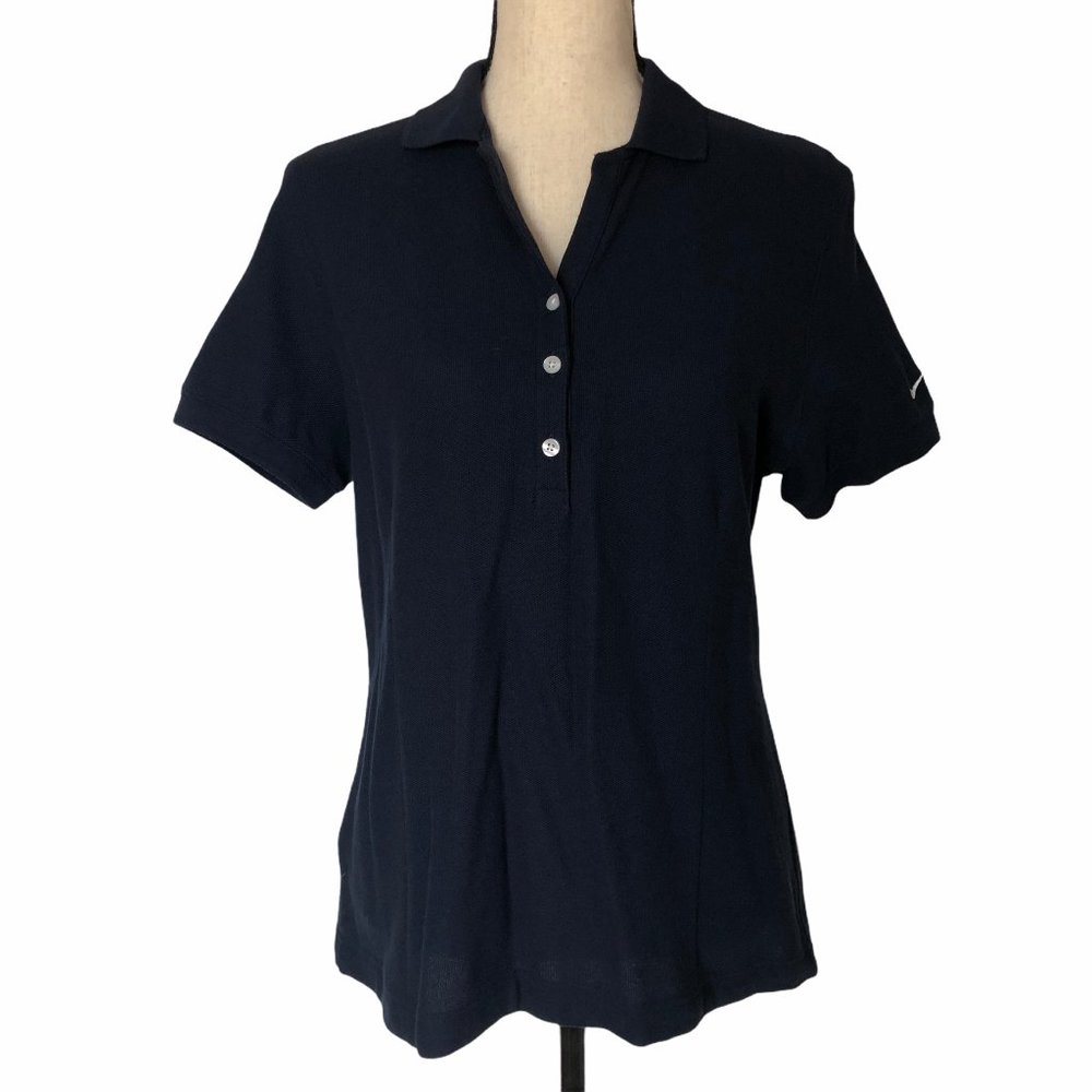 WOMENS NIKE GOLF NAVY BLUE COTTON PIQUE POLO SHIRT